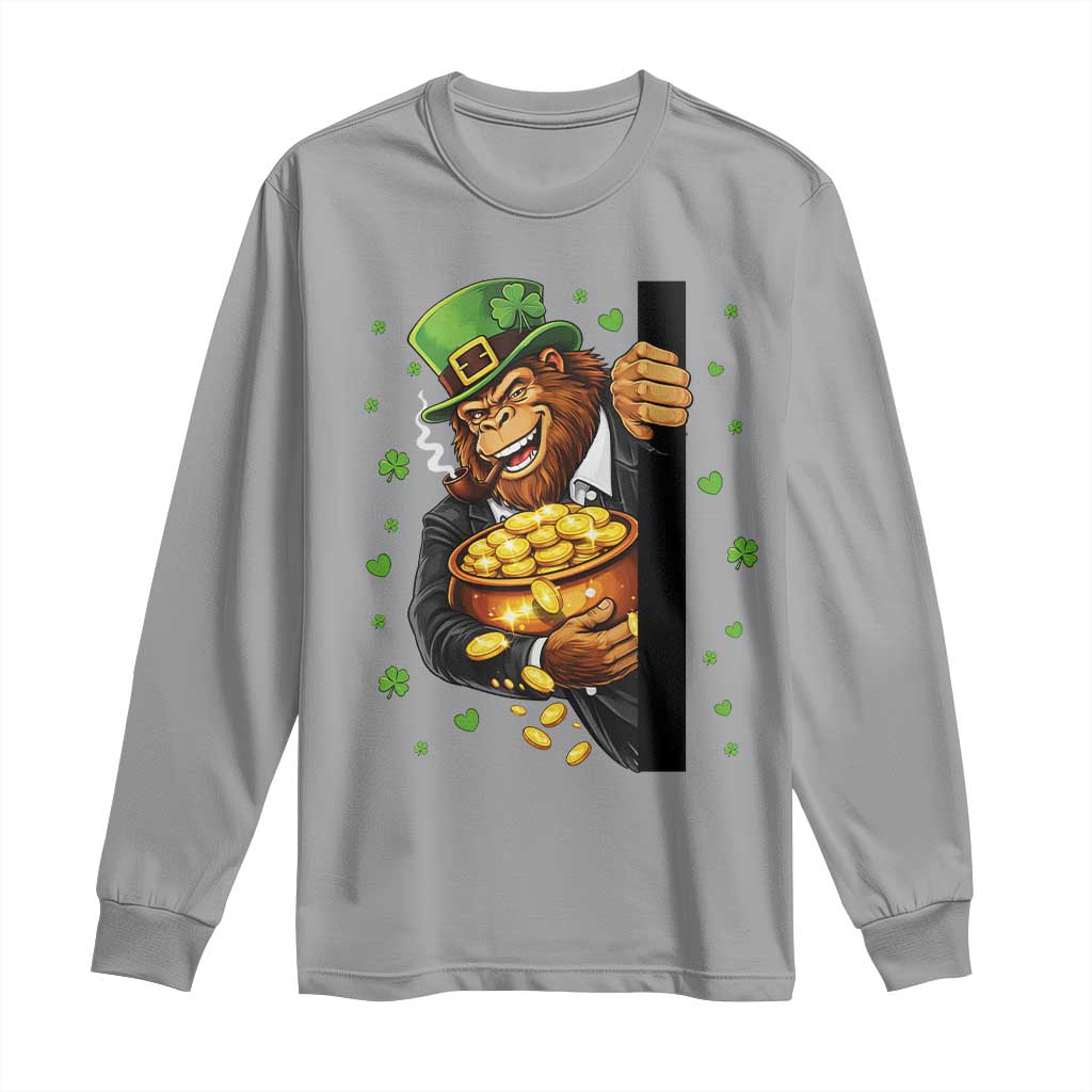 Funny St Patricks Day Bigfoot Long Sleeve Shirt Irish Revelry Gift TS12 Sport Gray Print Your Wear