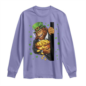 Funny St Patricks Day Bigfoot Long Sleeve Shirt Irish Revelry Gift TS12 Violet Print Your Wear