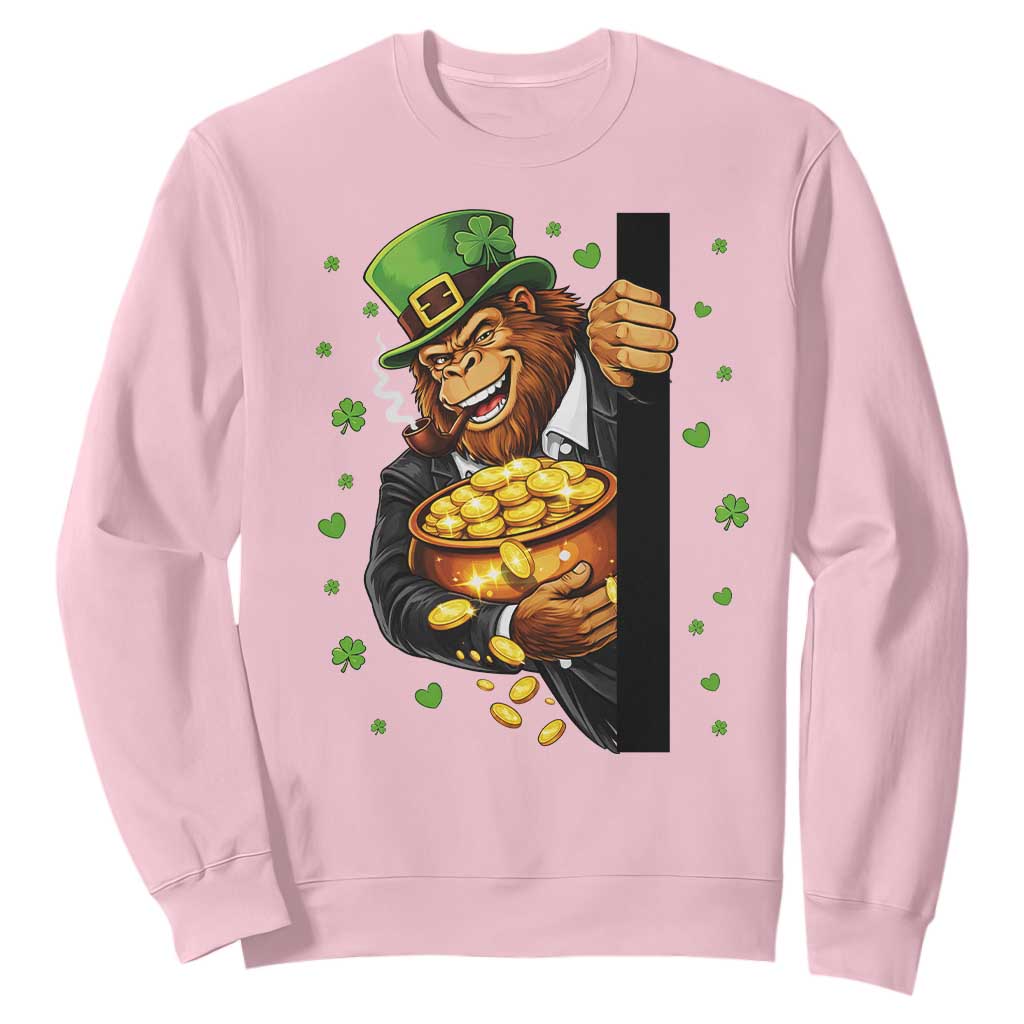 Funny St Patricks Day Bigfoot Sweatshirt Irish Revelry Gift TS12 Light Pink Print Your Wear