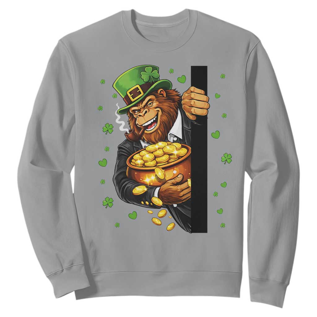 Funny St Patricks Day Bigfoot Sweatshirt Irish Revelry Gift TS12 Sport Gray Print Your Wear