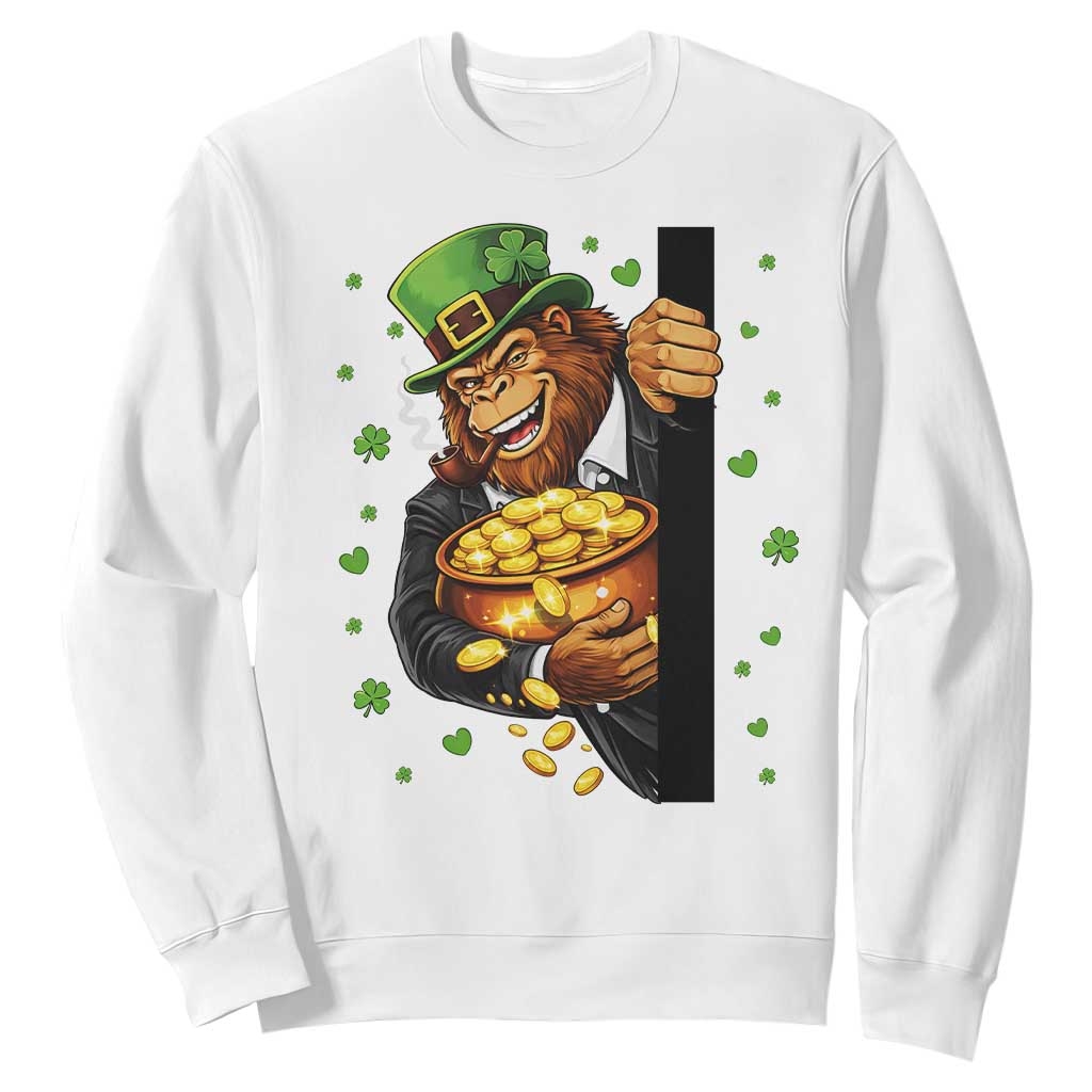Funny St Patricks Day Bigfoot Sweatshirt Irish Revelry Gift TS12 White Print Your Wear