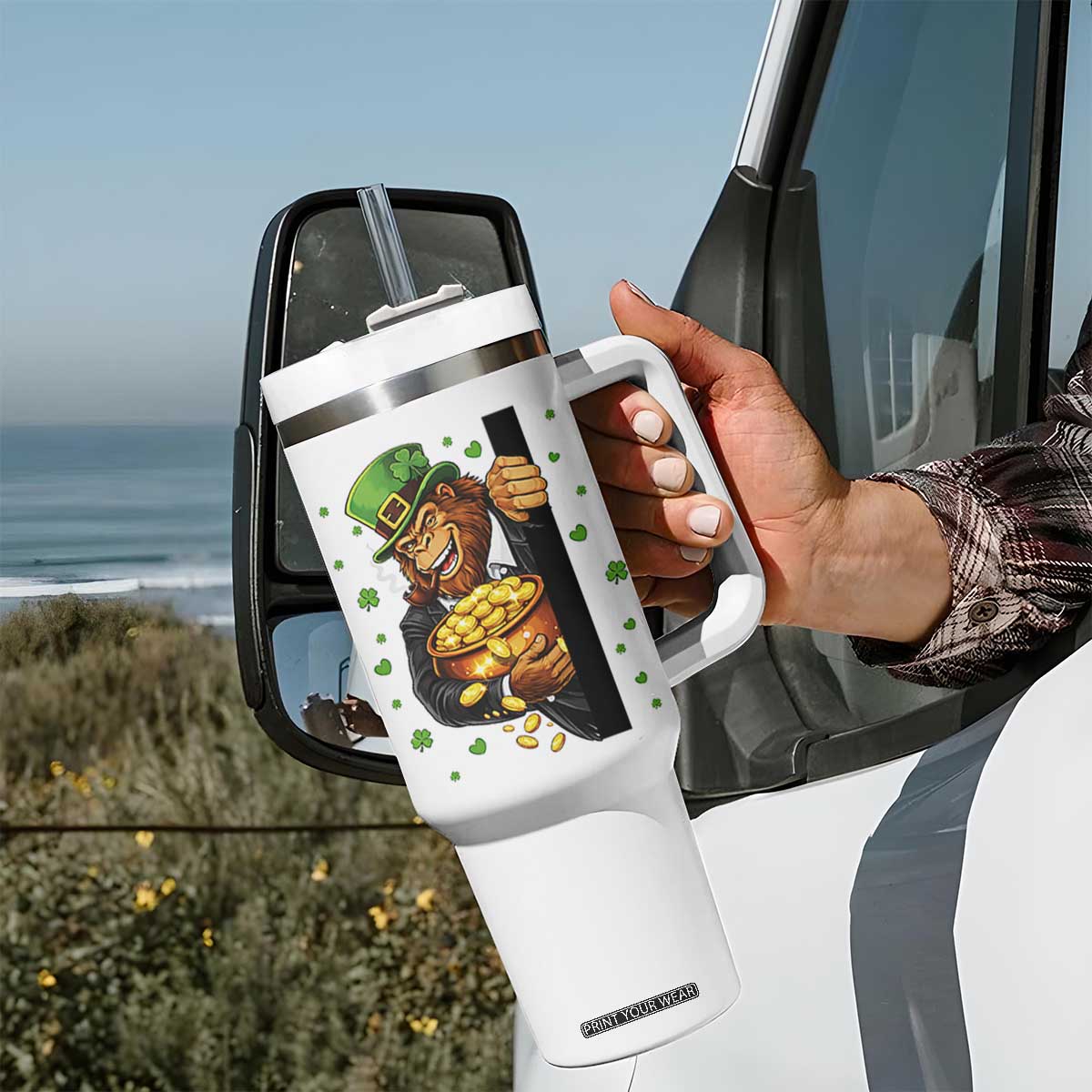Funny St Patricks Day Bigfoot Tumbler With Handle Irish Revelry Gift TS12 Print Your Wear