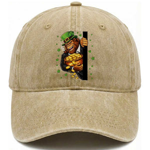 Funny St Patricks Day Bigfoot Washed Cotton Baseball Cap Irish Revelry Gift TS12 Print Your Wear