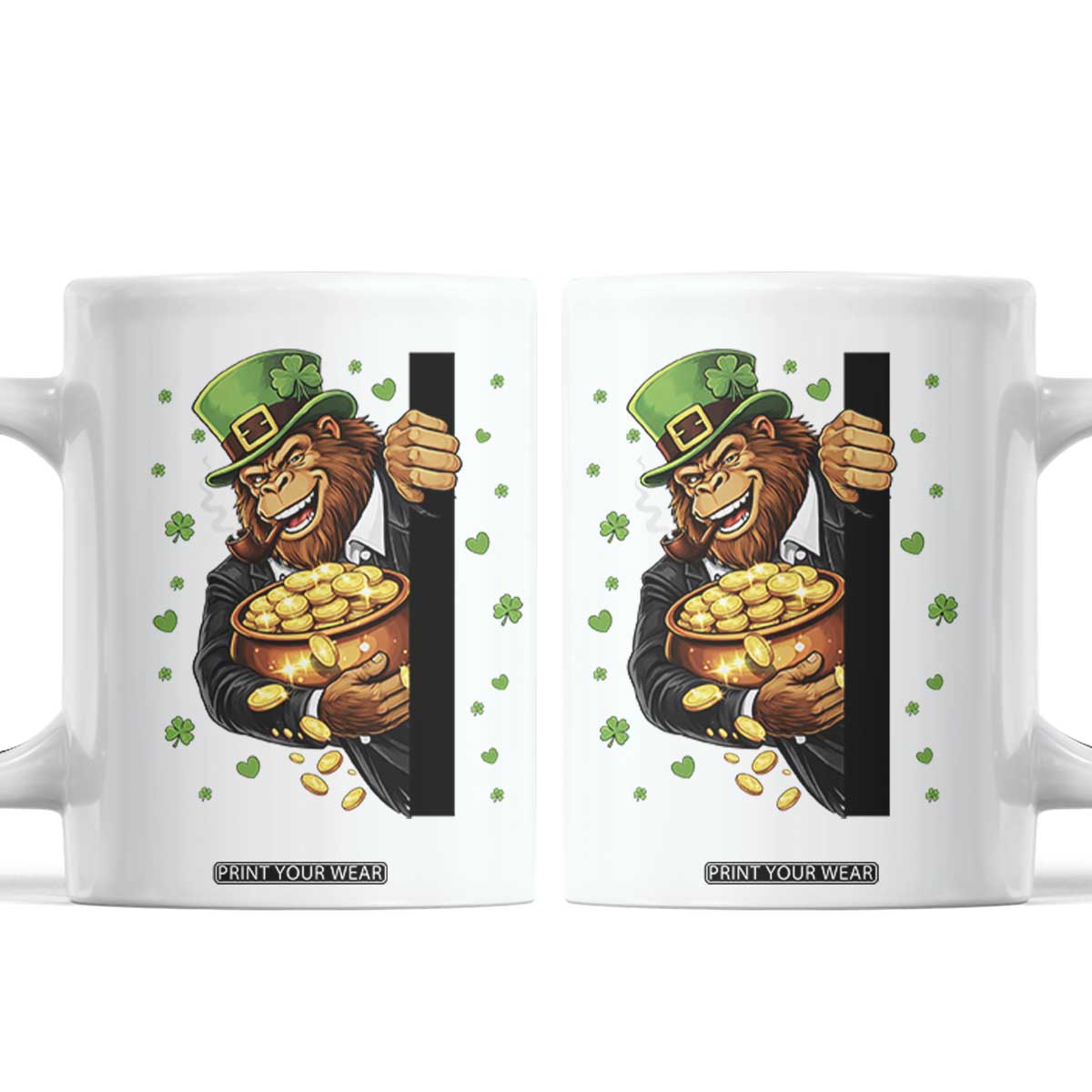 Funny St Patricks Day Bigfoot Coffee Mug Irish Revelry Gift TS12 White Print Your Wear
