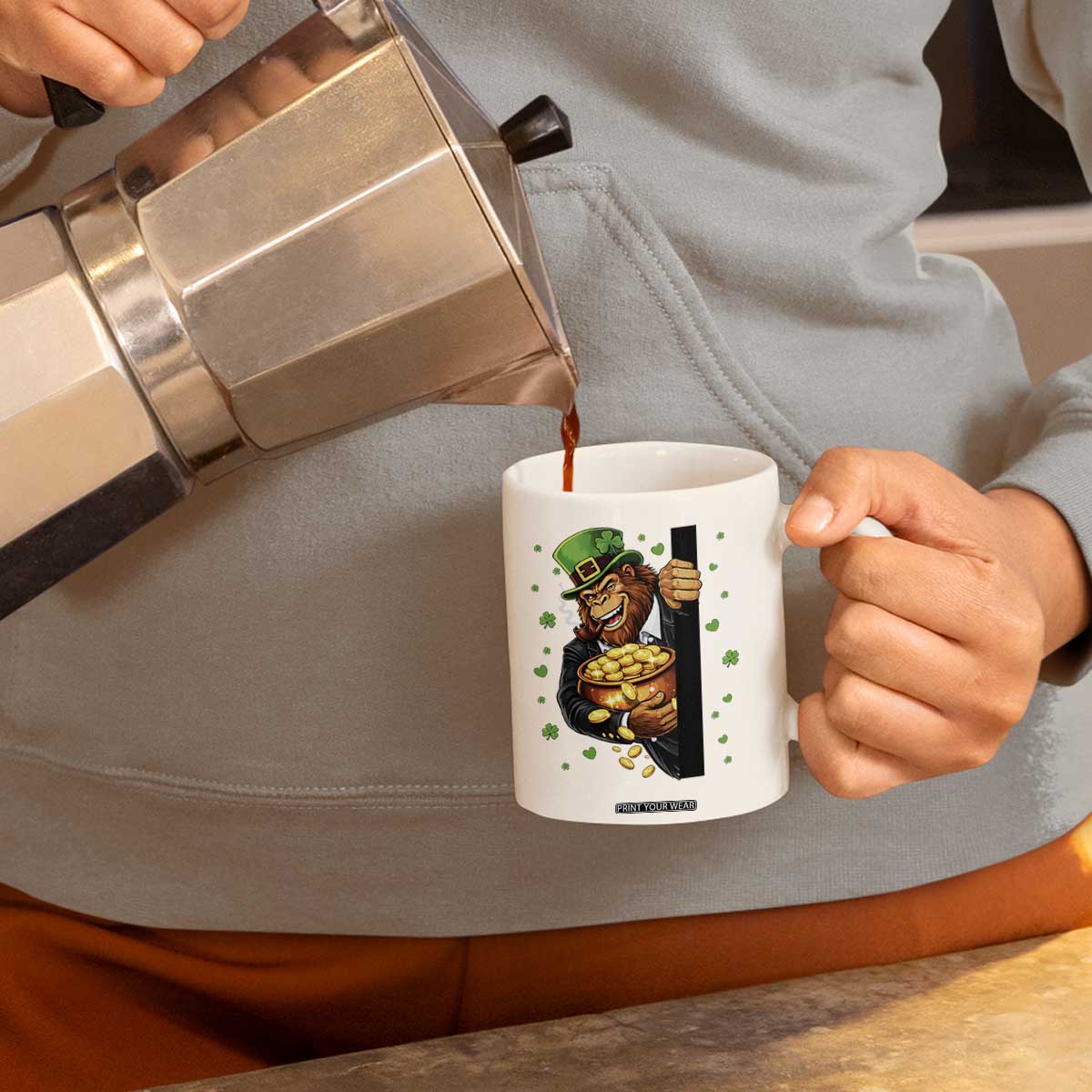 Funny St Patricks Day Bigfoot Coffee Mug Irish Revelry Gift TS12 Print Your Wear