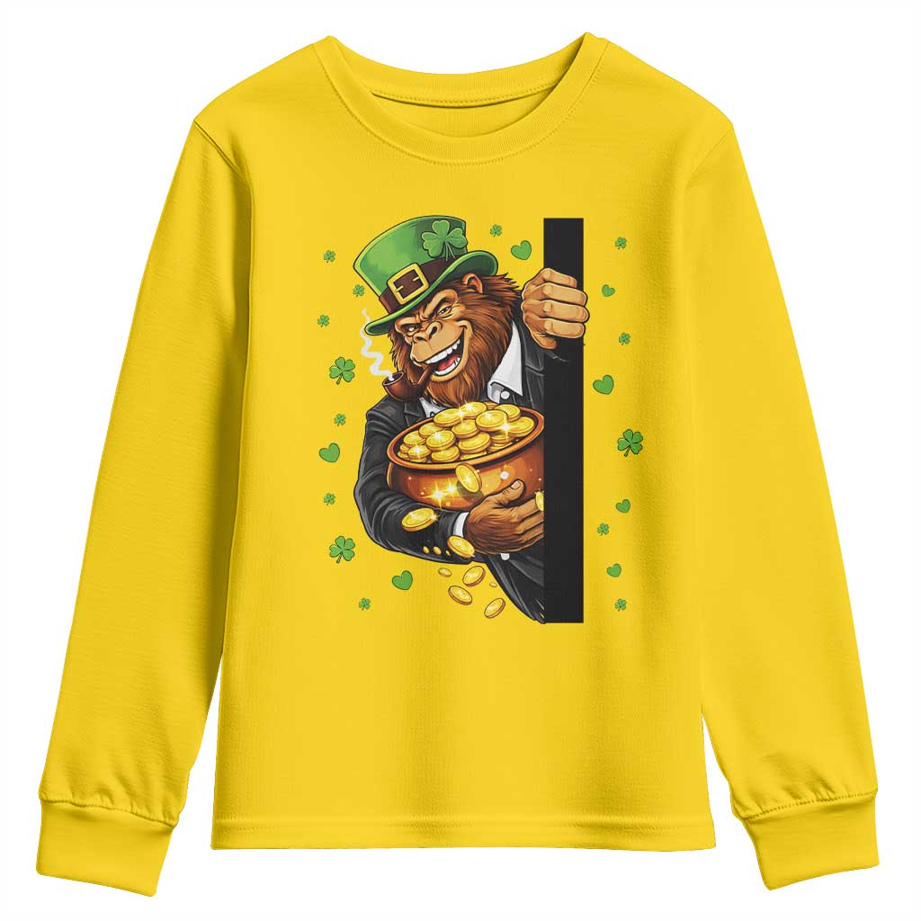 Funny St Patricks Day Bigfoot Youth Sweatshirt Irish Revelry Gift TS12 Daisy Print Your Wear