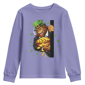 Funny St Patricks Day Bigfoot Youth Sweatshirt Irish Revelry Gift TS12 Violet Print Your Wear