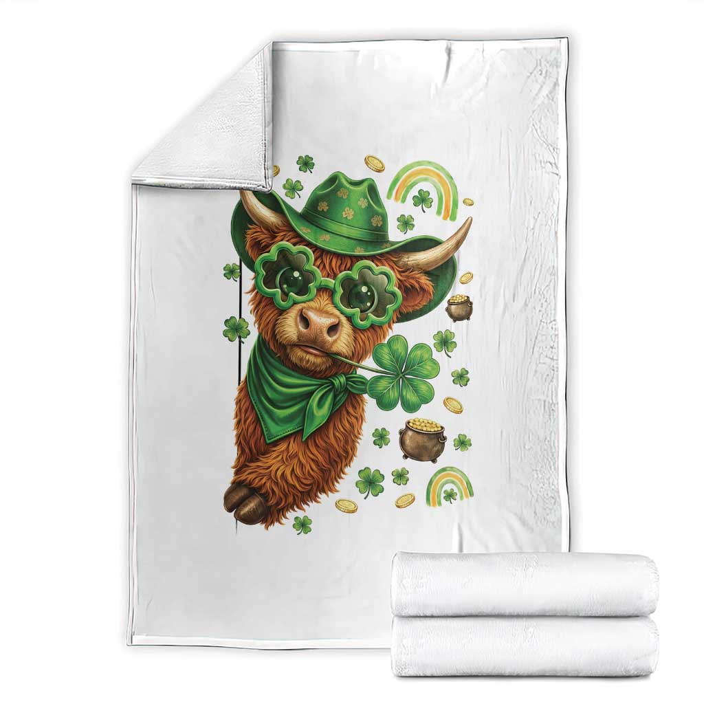 Funny Irish Highland Cow Throw Blanket St Patricks Day Gift TS12 White Print Your Wear
