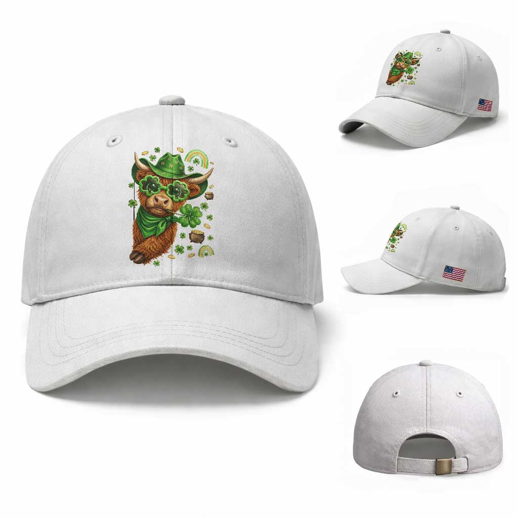 Funny Irish Highland Cow Baseball Cap St Patricks Day Gift TS12 Baseball Cap Universal Fit White Print Your Wear