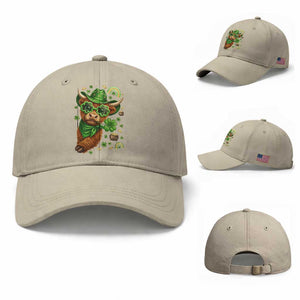 Funny Irish Highland Cow Baseball Cap St Patricks Day Gift TS12 Baseball Cap Universal Fit Beige Print Your Wear