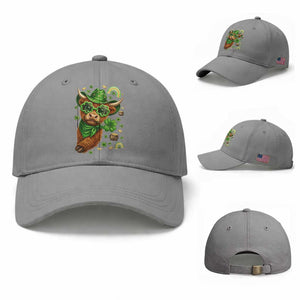 Funny Irish Highland Cow Baseball Cap St Patricks Day Gift TS12 Baseball Cap Universal Fit Sport Gray Print Your Wear