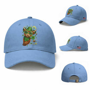 Funny Irish Highland Cow Baseball Cap St Patricks Day Gift TS12 Baseball Cap Universal Fit Light Blue Print Your Wear