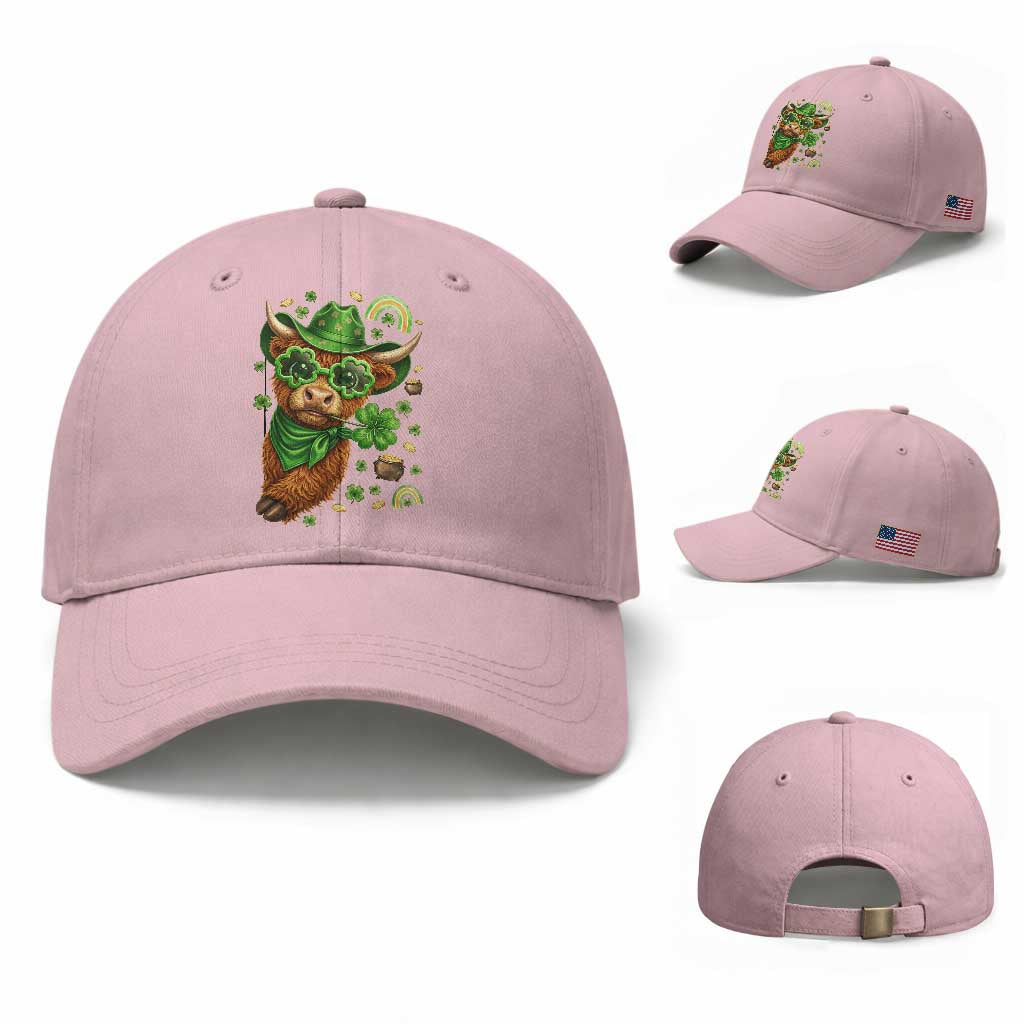 Funny Irish Highland Cow Baseball Cap St Patricks Day Gift TS12 Baseball Cap Universal Fit Light Pink Print Your Wear