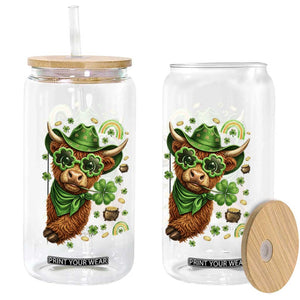 Funny Irish Highland Cow Glass Can St Patricks Day Gift TS12 Print Your Wear