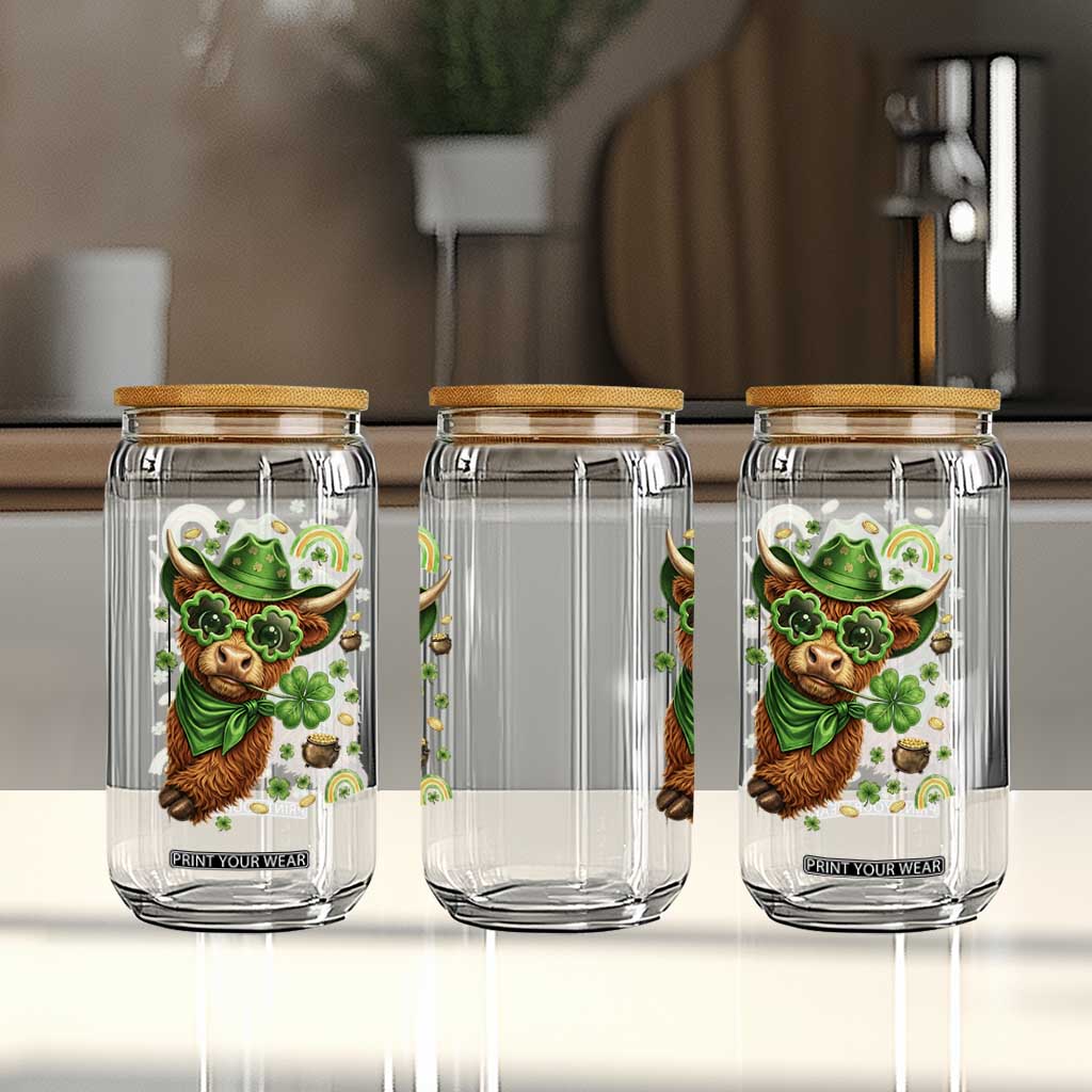 Funny Irish Highland Cow Glass Can St Patricks Day Gift TS12 Print Your Wear