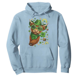 Funny Irish Highland Cow Hoodie St Patricks Day Gift TS12 Light Blue Print Your Wear