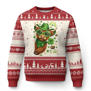 Funny Irish Highland Cow Ugly Christmas Sweater St Patricks Day Gift TS12 Beige Red Print Your Wear