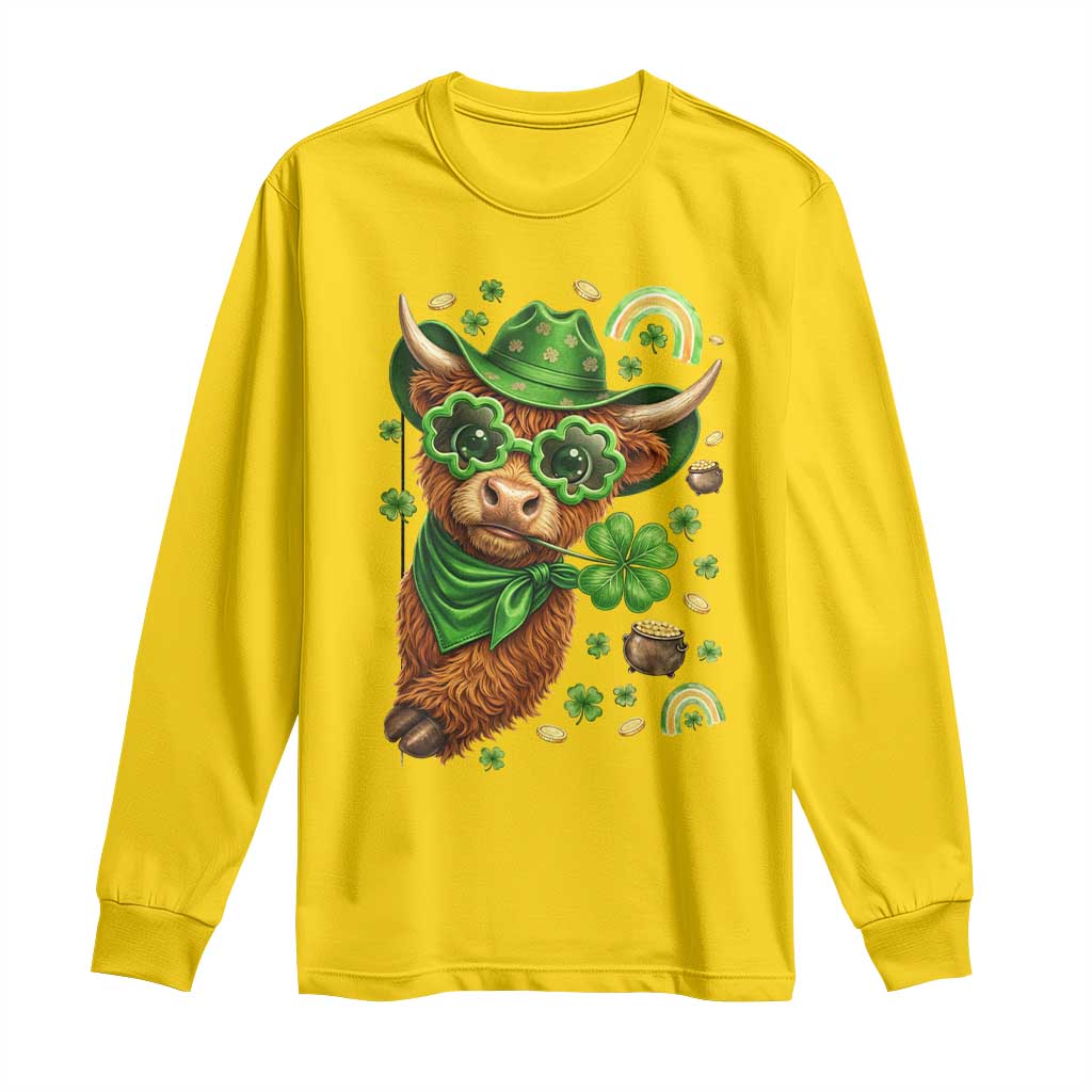 Funny Irish Highland Cow Long Sleeve Shirt St Patricks Day Gift TS12 Daisy Print Your Wear