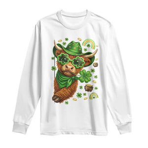 Funny Irish Highland Cow Long Sleeve Shirt St Patricks Day Gift TS12 White Print Your Wear