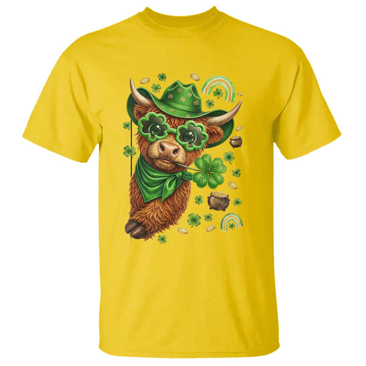 Funny Irish Highland Cow T Shirt St Patricks Day Gift TS12 Daisy Print Your Wear