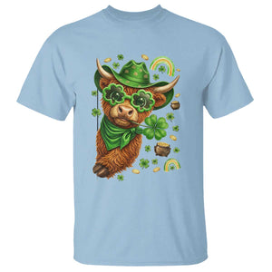 Funny Irish Highland Cow T Shirt St Patricks Day Gift TS12 Light Blue Print Your Wear