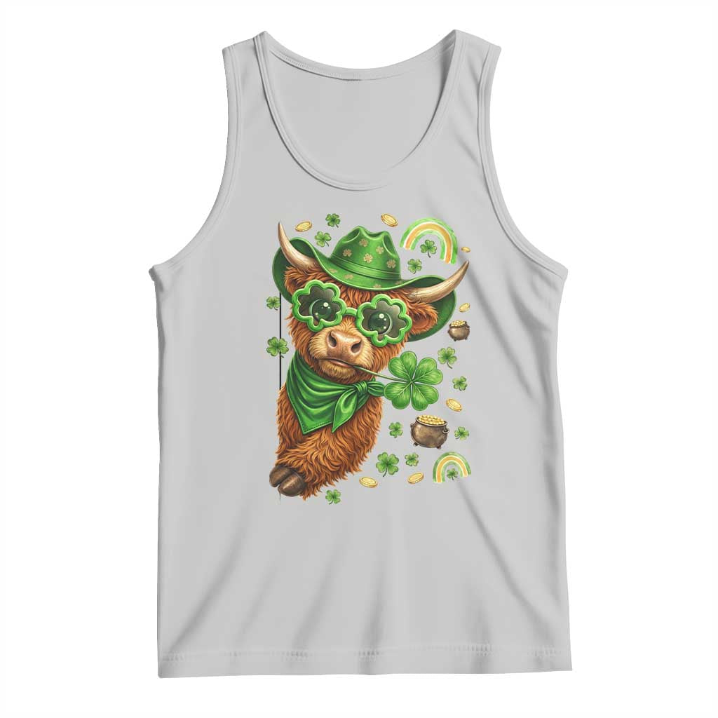 Funny Irish Highland Cow Tank Top St Patricks Day Gift TS12 Ash Print Your Wear