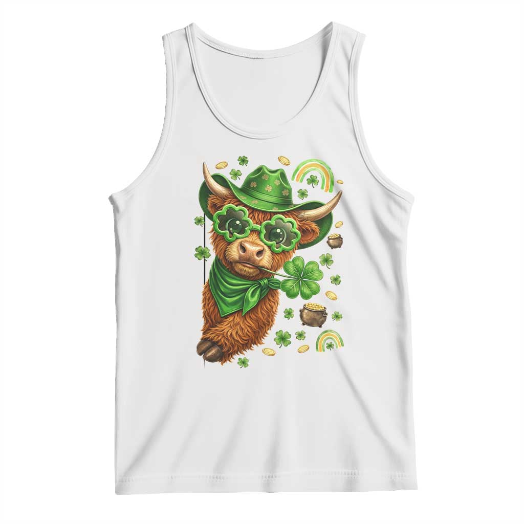 Funny Irish Highland Cow Tank Top St Patricks Day Gift TS12 White Print Your Wear
