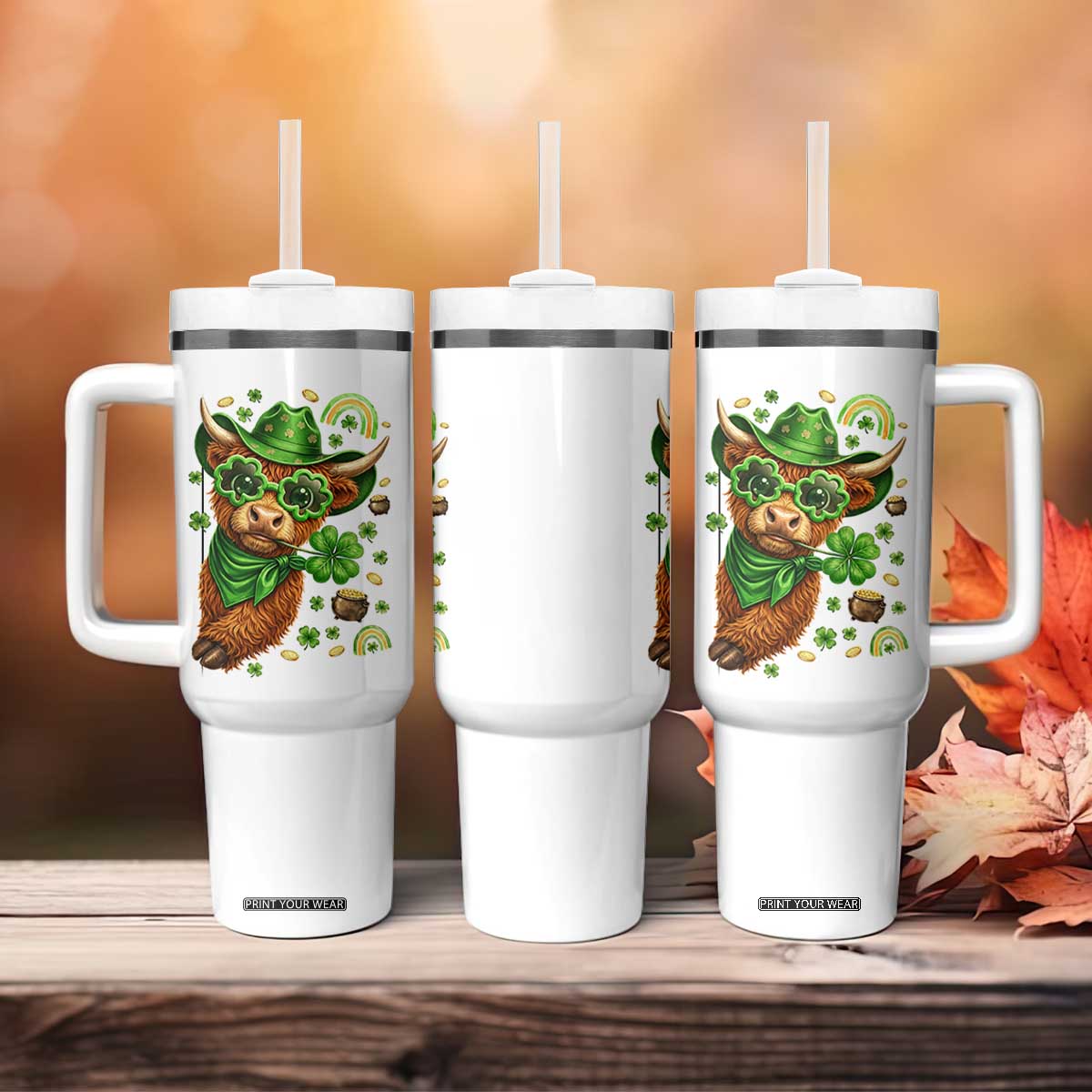 Funny Irish Highland Cow Tumbler With Handle St Patricks Day Gift TS12 Print Your Wear