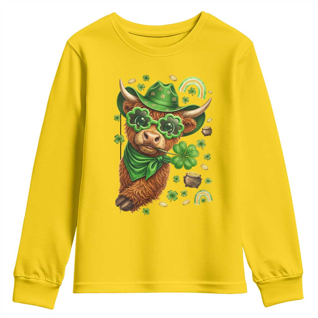 Funny Irish Highland Cow Youth Sweatshirt St Patricks Day Gift TS12 Daisy Print Your Wear
