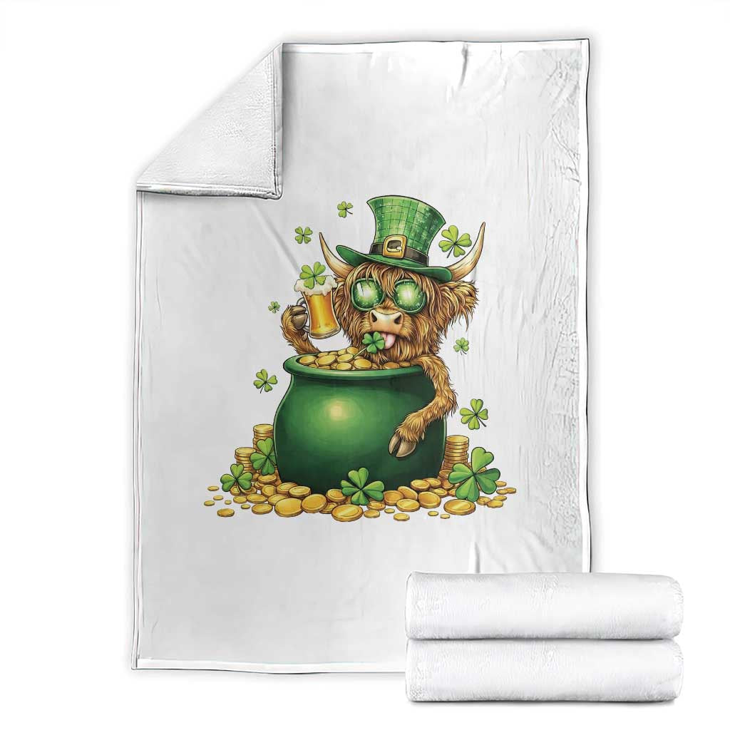 Funny Highland Cow St Patricks Day Throw Blanket Farm Lover Gift TS12 White Print Your Wear