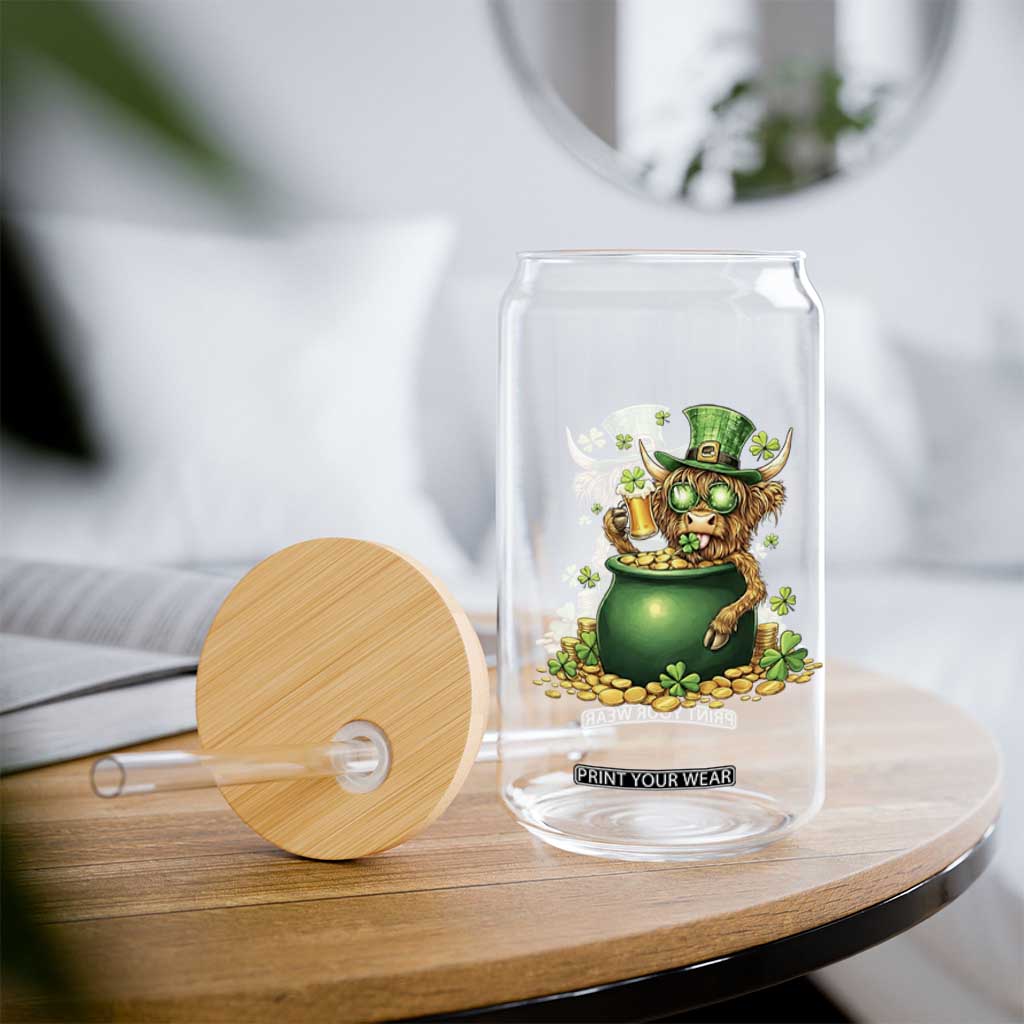 Funny Highland Cow St Patricks Day Glass Can Farm Lover Gift TS12 Print Your Wear