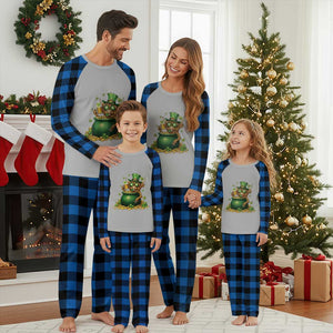 Funny Highland Cow St Patricks Day Plaid Pajama Set Farm Lover Gift TS12 Blue Plaid Print Your Wear