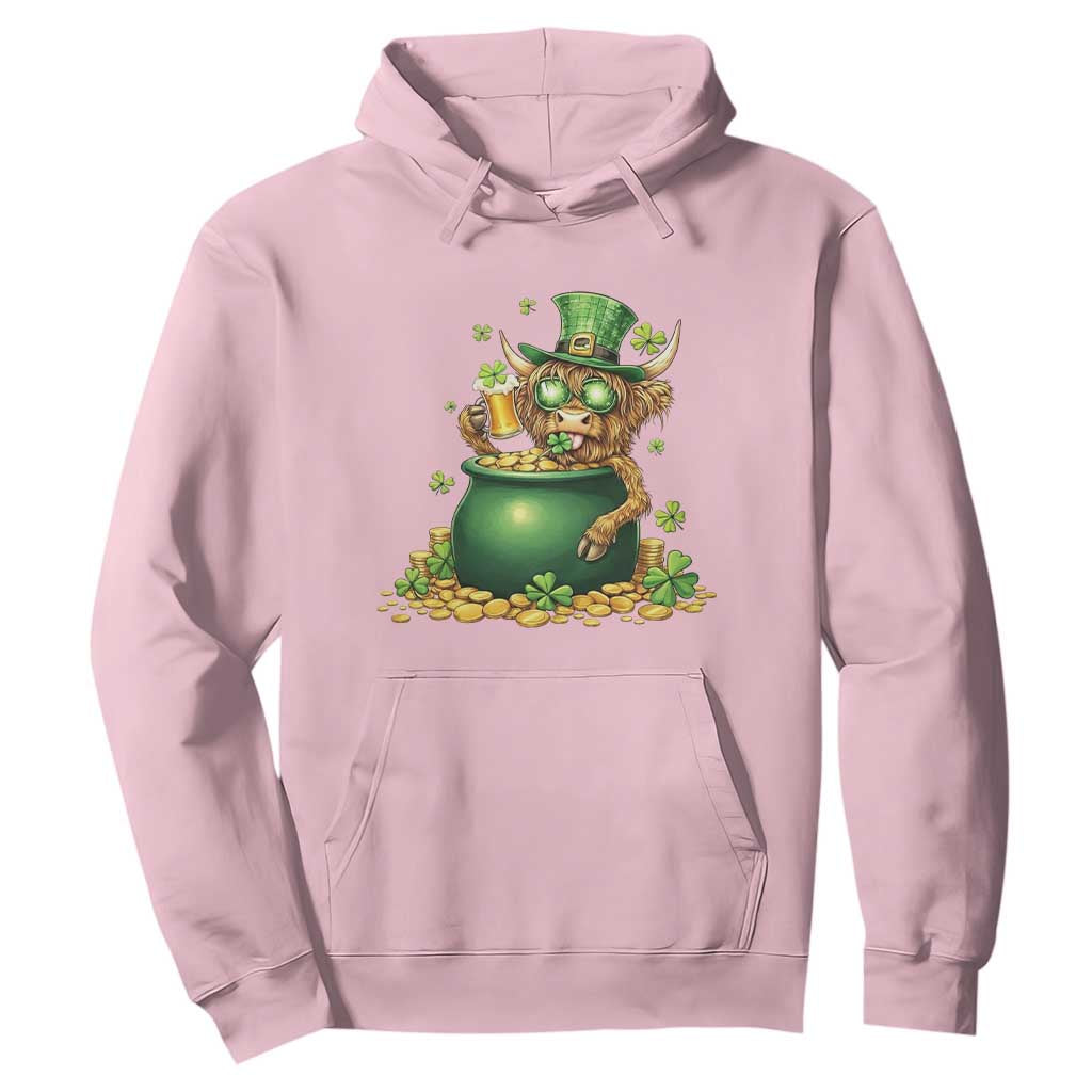 Funny Highland Cow St Patricks Day Hoodie Farm Lover Gift TS12 Light Pink Print Your Wear