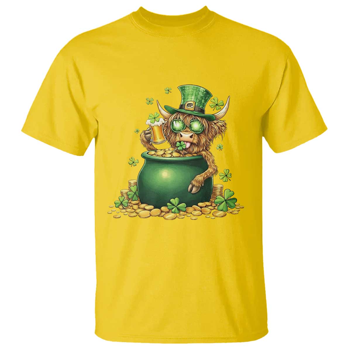 Funny Highland Cow St Patricks Day T Shirt Farm Lover Gift TS12 Daisy Print Your Wear