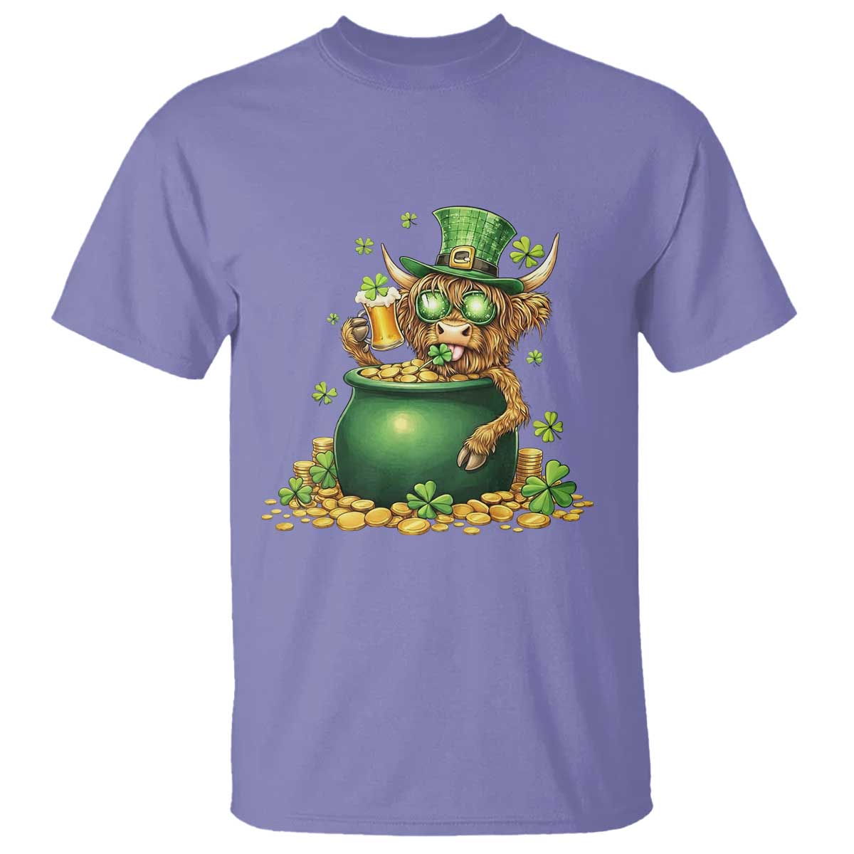 Funny Highland Cow St Patricks Day T Shirt Farm Lover Gift TS12 Violet Print Your Wear
