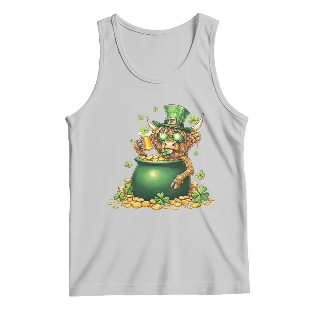 Funny Highland Cow St Patricks Day Tank Top Farm Lover Gift TS12 Ash Print Your Wear