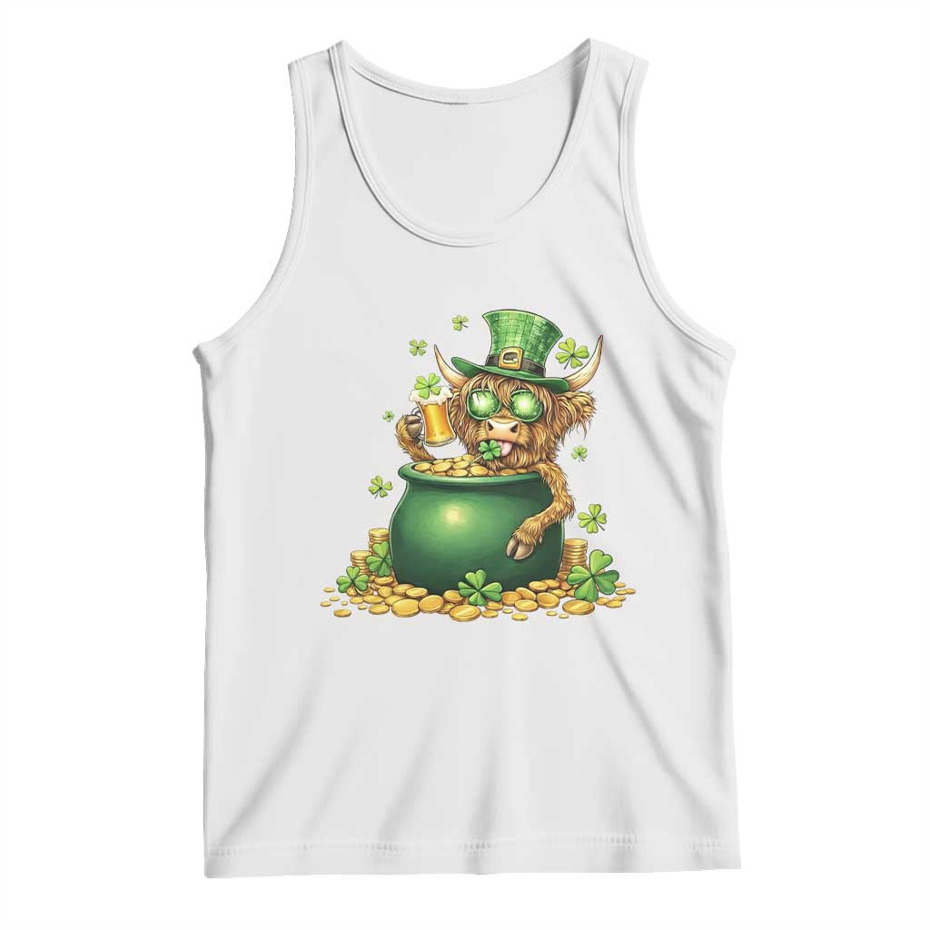 Funny Highland Cow St Patricks Day Tank Top Farm Lover Gift TS12 White Print Your Wear