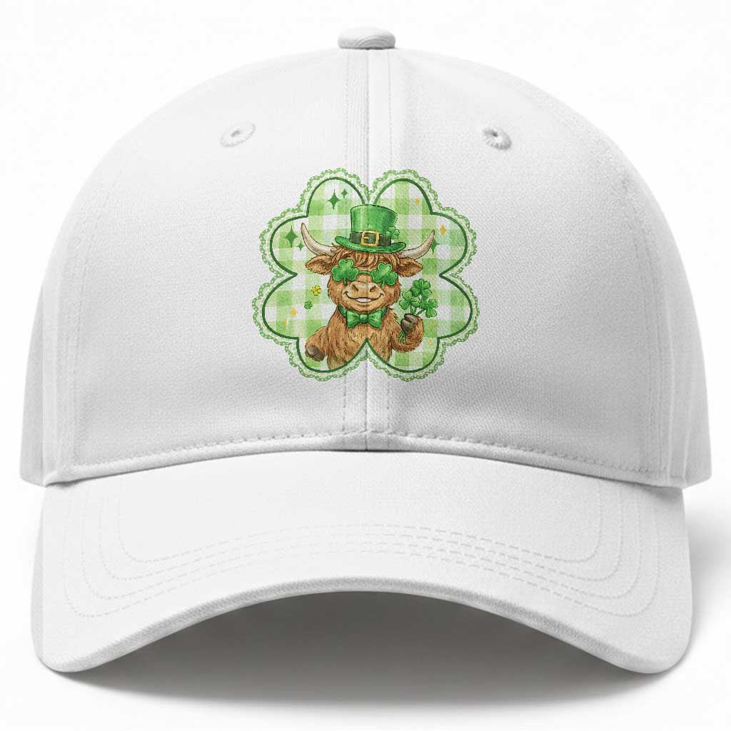 Funny Irish Highland Cow Shamrock Holiday Gift Baseball Cap TS12 Print Your Wear