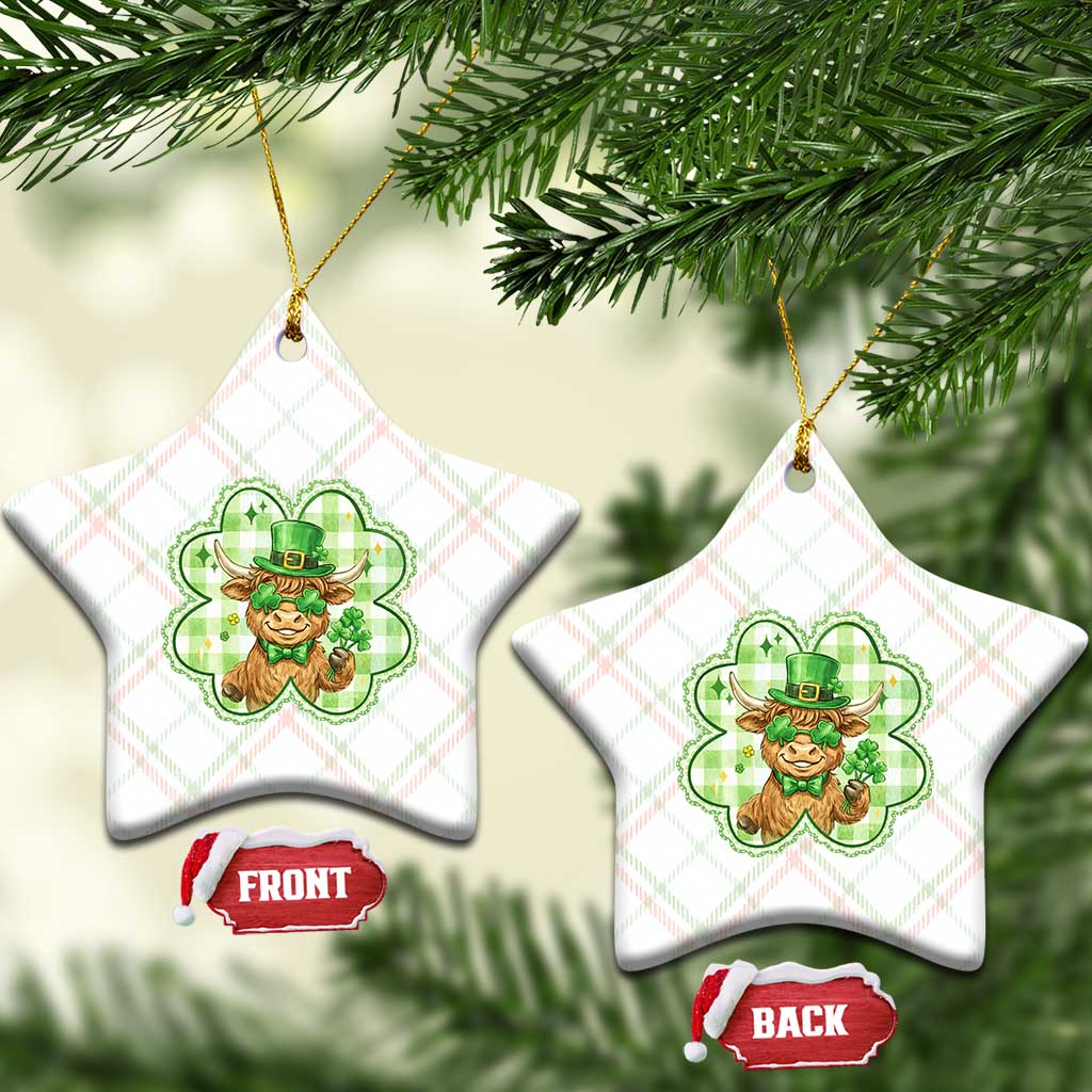 Funny Irish Highland Cow Shamrock Holiday Gift Ceramic Ornament TS12 Print Your Wear