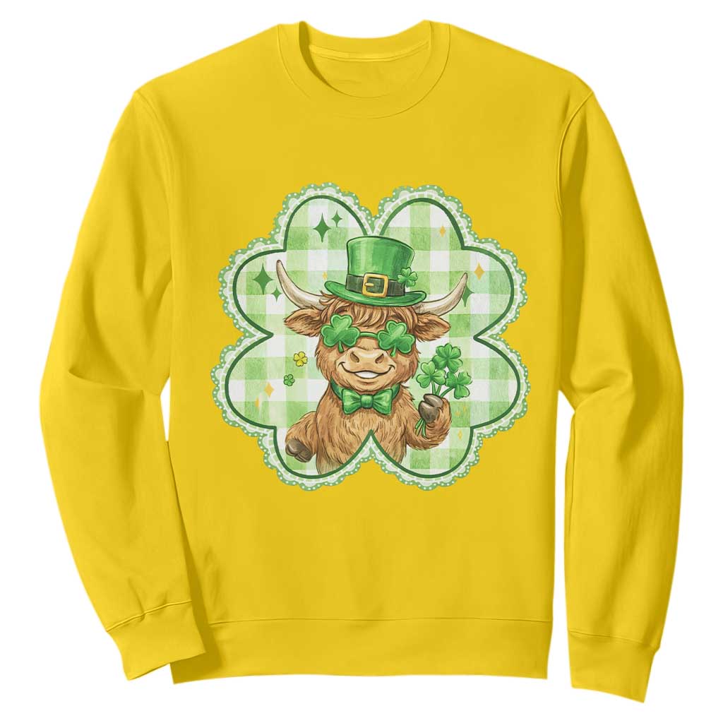 Funny Irish Highland Cow Shamrock Holiday Gift Sweatshirt TS12 Daisy Print Your Wear