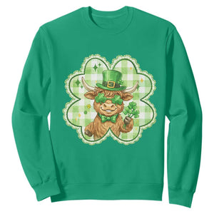 Funny Irish Highland Cow Shamrock Holiday Gift Sweatshirt TS12 Irish Green Print Your Wear