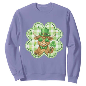 Funny Irish Highland Cow Shamrock Holiday Gift Sweatshirt TS12 Violet Print Your Wear