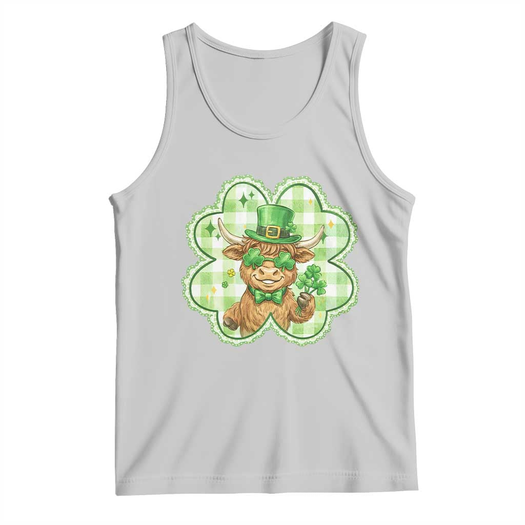 Funny Irish Highland Cow Shamrock Holiday Gift Tank Top TS12 Ash Print Your Wear