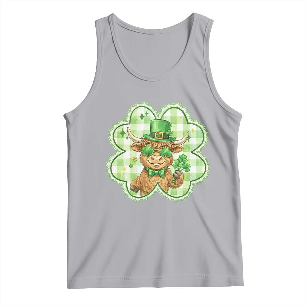 Funny Irish Highland Cow Shamrock Holiday Gift Tank Top TS12 Athletic Heather Print Your Wear