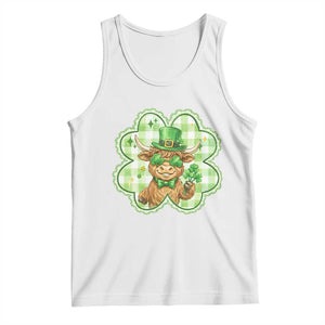 Funny Irish Highland Cow Shamrock Holiday Gift Tank Top TS12 White Print Your Wear
