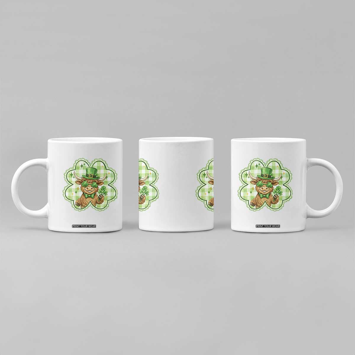 Funny Irish Highland Cow Shamrock Holiday Gift Coffee Mug TS12 Print Your Wear