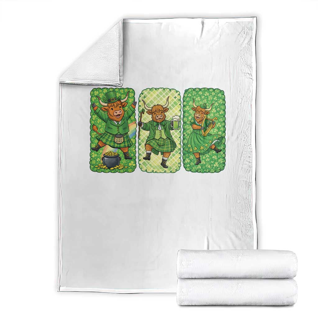 Vintage Highland Cow St Patricks Day Throw Blanket Farm Lover Gift TS12 White Print Your Wear