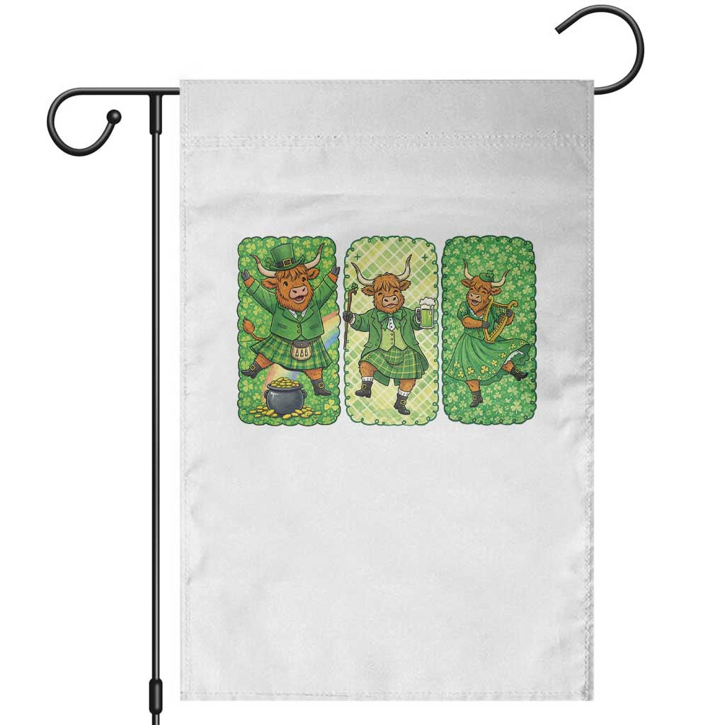 Vintage Highland Cow St Patricks Day Garden Flag Farm Lover Gift TS12 White Print Your Wear