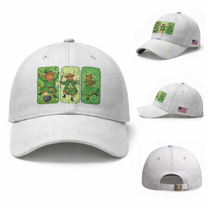 Vintage Highland Cow St Patricks Day Baseball Cap Farm Lover Gift TS12 Baseball Cap Universal Fit White Print Your Wear