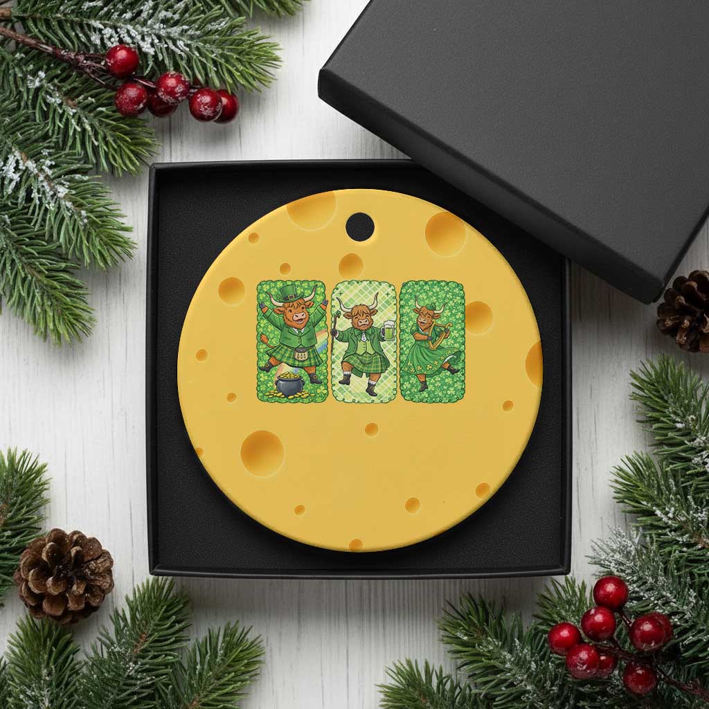Vintage Highland Cow St Patricks Day Ceramic Ornament Farm Lover Gift TS12 1pc Yellow Cheese Print Your Wear